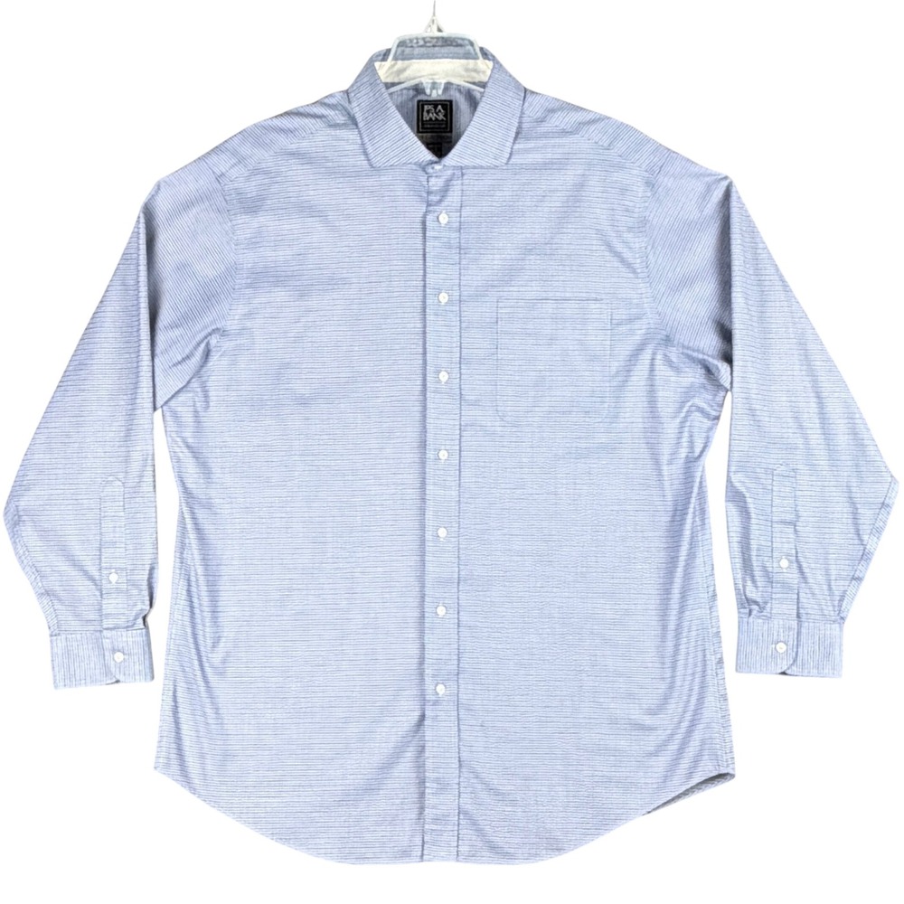 Jos. A. Bank Traveler Tech Men's XL 18-35 Tailored Fit Blue Micro Check Shirt
